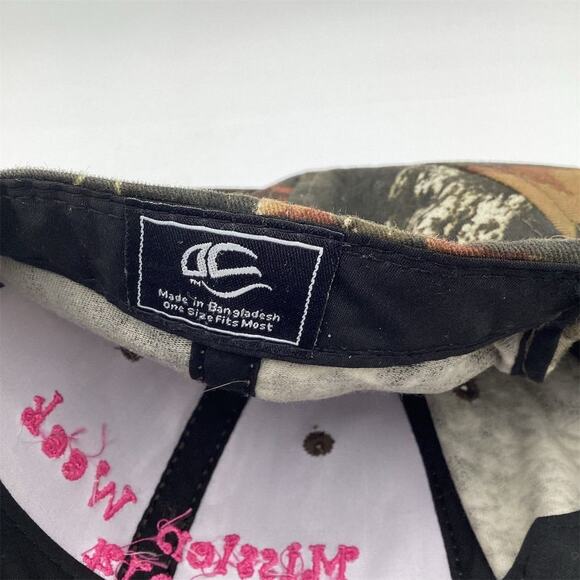 Camo Cap Pink Embroidery Adjustable Unisex Hat - Picture 4 of 8